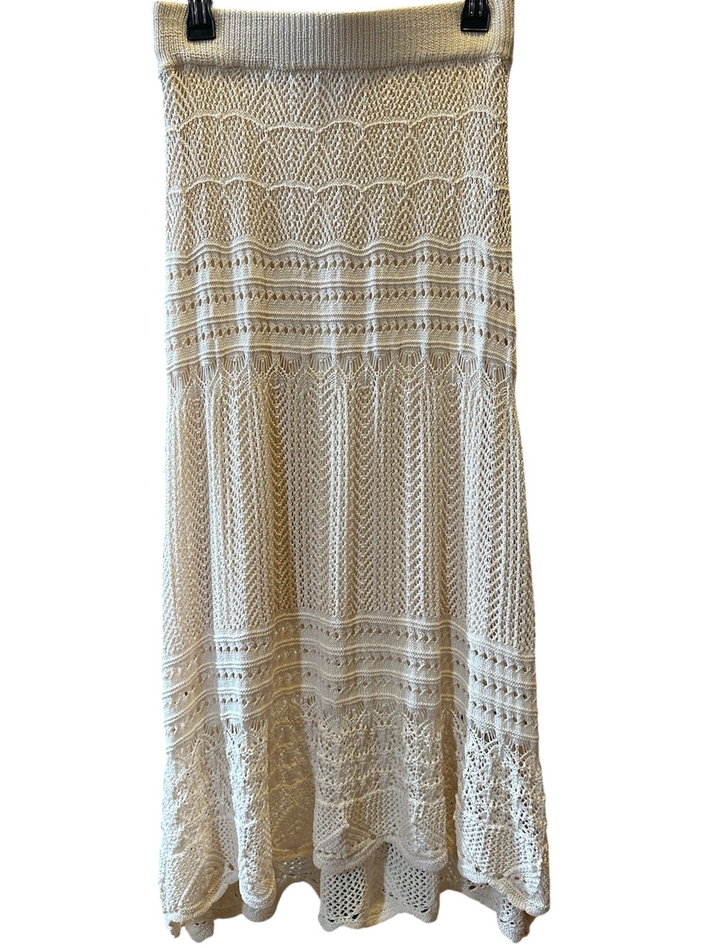 Cream Crochet Maxi Skirt — Lightweight Feminine Knit size medium